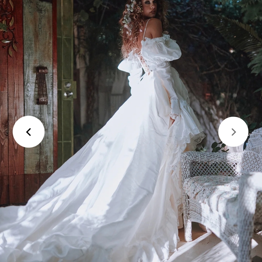 Selkie White Off-Shoulder Wedding Dress - Picture 2 of 5
